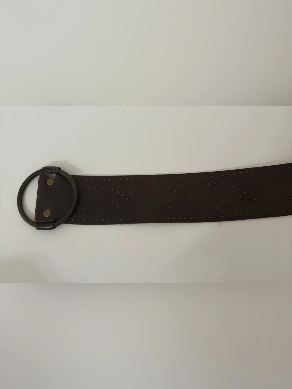 Ralph Lauren Wide Brown Leather Belt with Round Buckle